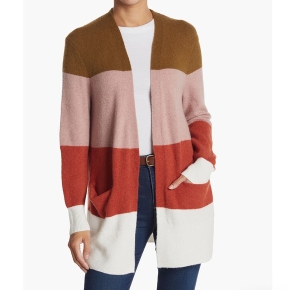 Madewell NWT Cozy Walker Cardigan in Heather Brick Color Block Size Large
